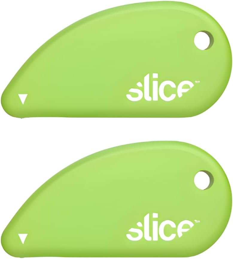 Slice Micro Safety Cutter | Safe Ceramic Box Cutter Lasting 11x Longer than Metal | Keychain Box Opener | 2 Pack | Green - Image 1
